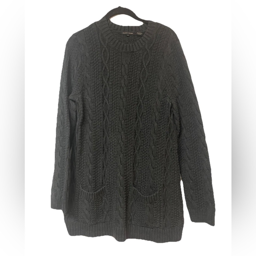 NWOT Jean Pierre Fisherman’s Tunic Sweater 100% Cotton Cable knit gray Sz M